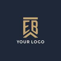 EB initial monogram logo design in a rectangular style with curved sides vector