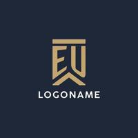 EU initial monogram logo design in a rectangular style with curved sides vector