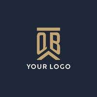 QB initial monogram logo design in a rectangular style with curved sides vector