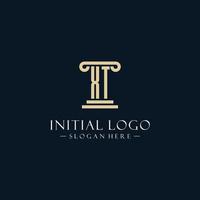 XT initial monogram logos with pillar shapes style vector