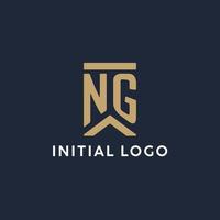 NG initial monogram logo design in a rectangular style with curved sides vector