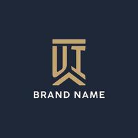 UI initial monogram logo design in a rectangular style with curved sides vector