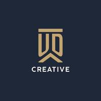 UD initial monogram logo design in a rectangular style with curved sides vector