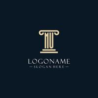 MU initial monogram logos with pillar shapes style vector
