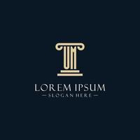 UM initial monogram logos with pillar shapes style vector