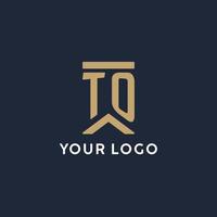 TO initial monogram logo design in a rectangular style with curved sides vector