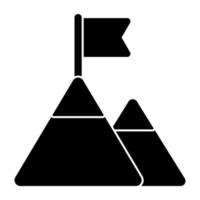 Flag on mountains showcasing missing accomplished concept icon vector