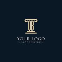 QB initial monogram logos with pillar shapes style vector