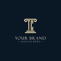 TC initial monogram logos with pillar shapes style vector