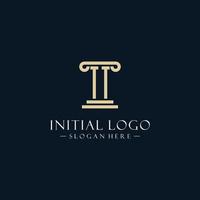 TT initial monogram logos with pillar shapes style vector