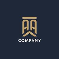 AA initial monogram logo design in a rectangular style with curved sides vector