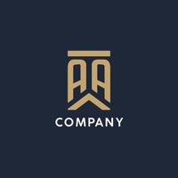 AA initial monogram logo design in a rectangular style with curved sides vector