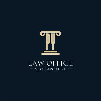 PY initial monogram logos with pillar shapes style vector