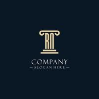 RN initial monogram logos with pillar shapes style vector