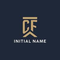 CF initial monogram logo design in a rectangular style with curved sides vector