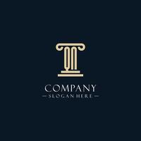 QN initial monogram logos with pillar shapes style vector