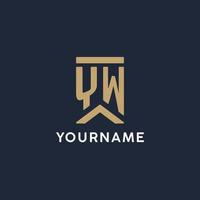 YW initial monogram logo design in a rectangular style with curved sides vector