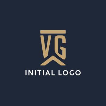 VG initial monogram logo design in a rectangular style with curved sides vector