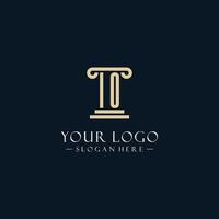 IO initial monogram logos with pillar shapes style vector