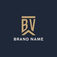diseño de logotipo de monograma inicial bv en un estilo rectangular con lados curvos vector