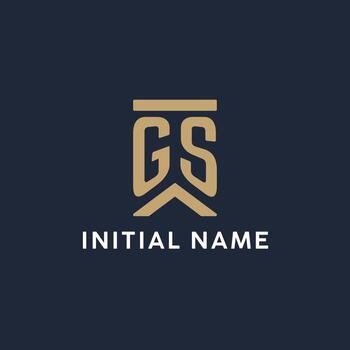 GS initial monogram logo design in a rectangular style with curved sides vector