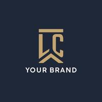 LC initial monogram logo design in a rectangular style with curved sides vector