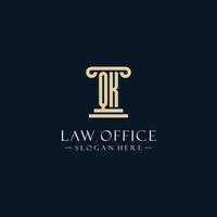 QK initial monogram logos with pillar shapes style vector