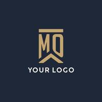 MO initial monogram logo design in a rectangular style with curved sides vector