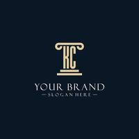 KC initial monogram logos with pillar shapes style vector
