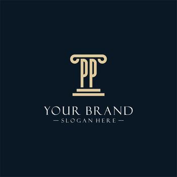 PP initial monogram logos with pillar shapes style vector