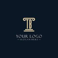 TB initial monogram logos with pillar shapes style vector
