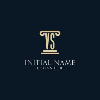 VS initial monogram logos with pillar shapes style vector