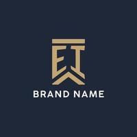 EI initial monogram logo design in a rectangular style with curved sides vector