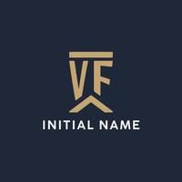 VF initial monogram logo design in a rectangular style with curved sides vector