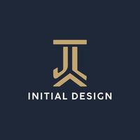 diseño de logotipo de monograma inicial jl en un estilo rectangular con lados curvos vector
