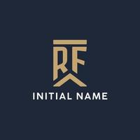 RF initial monogram logo design in a rectangular style with curved sides vector