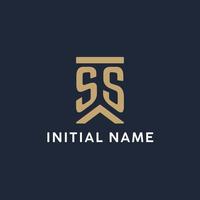 SS initial monogram logo design in a rectangular style with curved sides vector