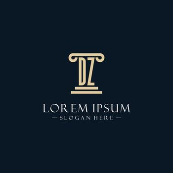 DZ initial monogram logos with pillar shapes style vector