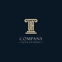 UA initial monogram logos with pillar shapes style vector