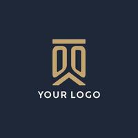 OO initial monogram logo design in a rectangular style with curved sides vector