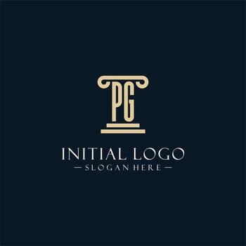 PG initial monogram logos with pillar shapes style vector