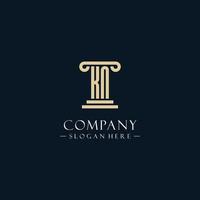 KN initial monogram logos with pillar shapes style vector