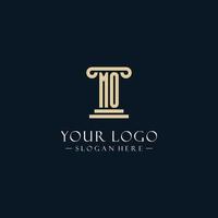 MO initial monogram logos with pillar shapes style vector