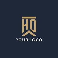 HO initial monogram logo design in a rectangular style with curved sides vector