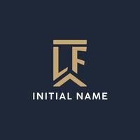 LF initial monogram logo design in a rectangular style with curved sides vector