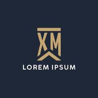 XM initial monogram logo design in a rectangular style with curved sides vector