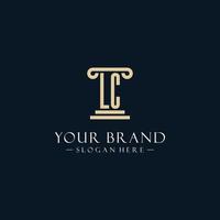 LC initial monogram logos with pillar shapes style vector