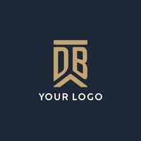 DB initial monogram logo design in a rectangular style with curved sides vector