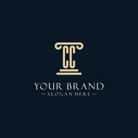 CC initial monogram logos with pillar shapes style vector