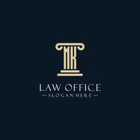 MK initial monogram logos with pillar shapes style vector